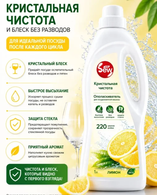 Ополаскиватель для посудомоечной машины Only DEW Лимон 1л E-COM